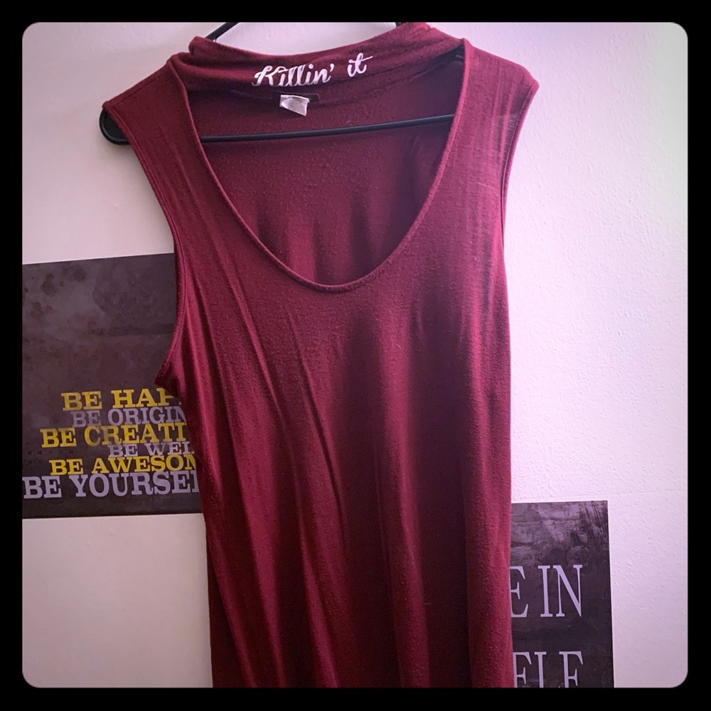 Sleeveless Maroon Top